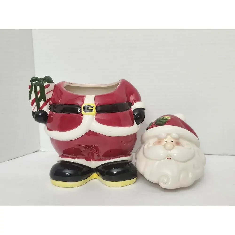David's Cookies Jolly Santa Claus Christmas Present Ceramic Cookie Jar
